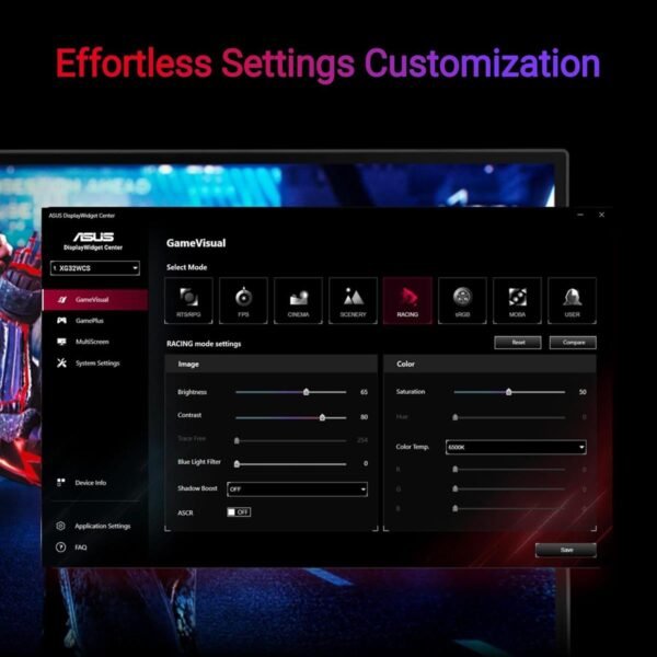 Asus Rog Strix XG32WCS - 180Hz 2K 1440p WQHD VA 32" Type-C Curved Gaming Monitor - Image 3