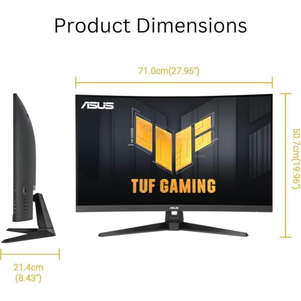 Asus Tuf Gaming VG32WQ3B 31.5” 1440P Curved HDR Gaming Monitor – QHD (2560 x 1440), 180Hz, 0.5ms, 1500R VA, Extreme Low Motion Blur, FreeSync, 90% DCI-P3, Shadow Boost, DisplayWidget - Image 4