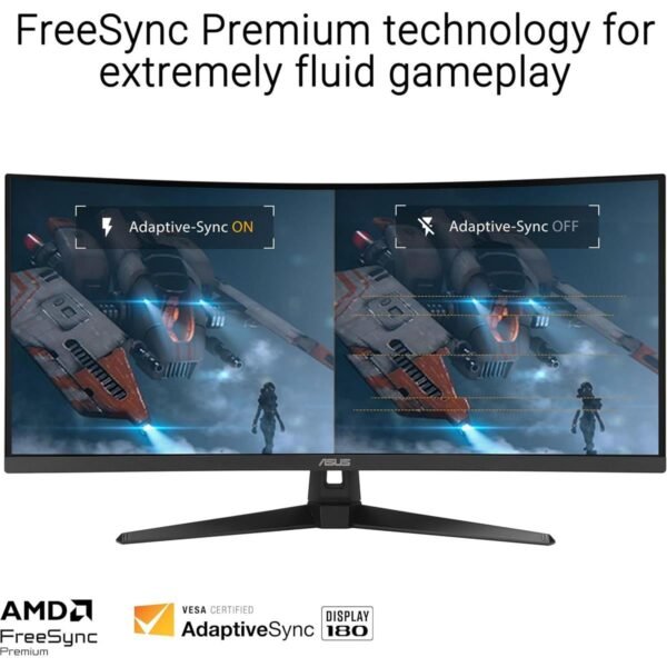 Asus Tuf Gaming VG34VQ3B 34” Ultra-Wide Curved Monitor – 21:9 QHD (3440x1440), 180Hz, 1ms, VA Panel, Extreme Low Motion Blur Sync, FreeSync Premium, Speaker, 90% DCI-P3, DisplayWidget Center - Image 4
