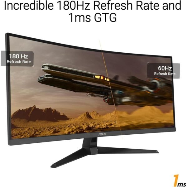 Asus Tuf Gaming VG34VQ3B 34” Ultra-Wide Curved Monitor – 21:9 QHD (3440x1440), 180Hz, 1ms, VA Panel, Extreme Low Motion Blur Sync, FreeSync Premium, Speaker, 90% DCI-P3, DisplayWidget Center - Image 6