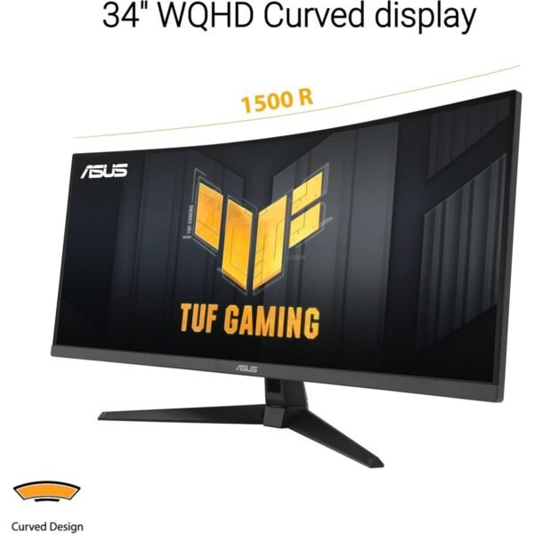 Asus Tuf Gaming VG34VQ3B 34” Ultra-Wide Curved Monitor – 21:9 QHD (3440x1440), 180Hz, 1ms, VA Panel, Extreme Low Motion Blur Sync, FreeSync Premium, Speaker, 90% DCI-P3, DisplayWidget Center - Image 2