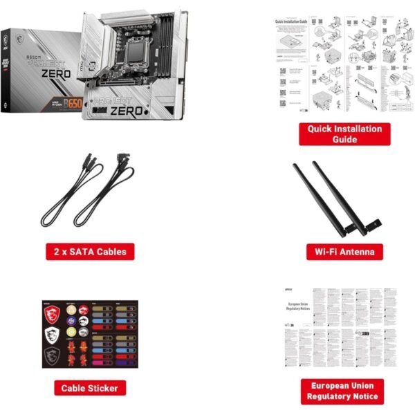 MSI B650M Project Zero Gaming Motherboard (AMD Ryzen 9000/8000/7000 Series Processors, AM5, DDR5, PCIe 4.0, M.2 Slots, SATA 6Gb/s, USB 3.2 Gen 2, HDMI/DP, Wi-Fi 6E, Bluetooth 5.3, 2.5Gbps LAN, mATX) - Image 5