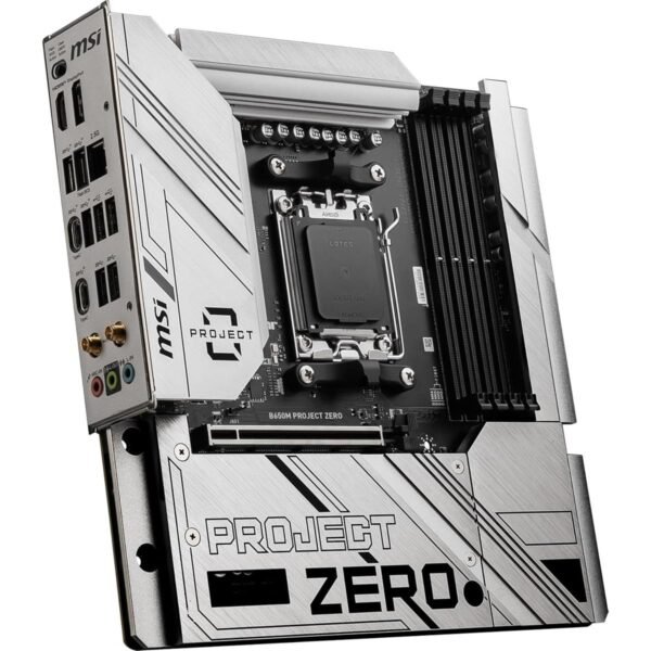 MSI B650M Project Zero Gaming Motherboard (AMD Ryzen 9000/8000/7000 Series Processors, AM5, DDR5, PCIe 4.0, M.2 Slots, SATA 6Gb/s, USB 3.2 Gen 2, HDMI/DP, Wi-Fi 6E, Bluetooth 5.3, 2.5Gbps LAN, mATX) - Image 4