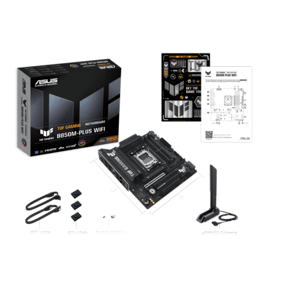 Asus Tuf Gaming B850M-Plus Wifi AMD AM5 B850 mATX Motherboard, 14+2+1 80A DrMOS Stages, DDR5, PCIe 5.0, 3X M.2, Wi-Fi 6E, 2.5Gb LAN, DP, HDMI, USB 10Gbps & 20Gbps Type-C, BIOS Flashback, Aura Sync - Image 5